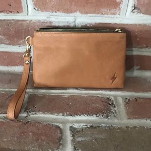 Lightning Bolt Leather Clutch in Whiskey